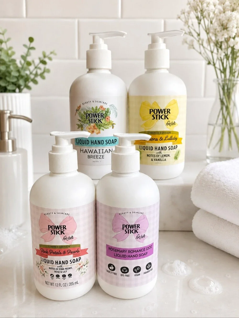🌷POWER STICK FOR HER MOISTURIZING LIQUID HAND SOAP COLLECTION 4x